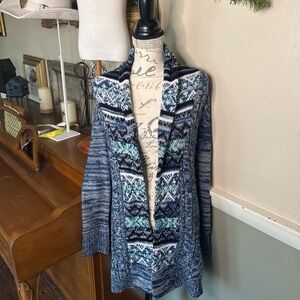 Rue21 Blue and White Open Front Cardigan Sweater NWT 49.99